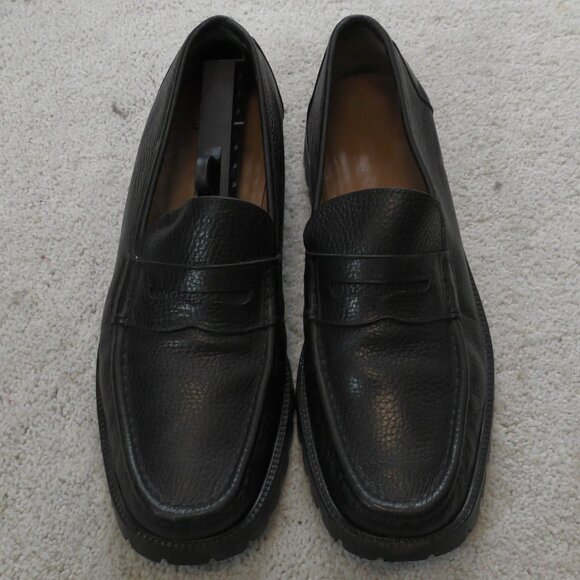 Salvatore Ferragamo Men\'s Black Leather Pebble Penny Loafers Size 10 With Box main image 7